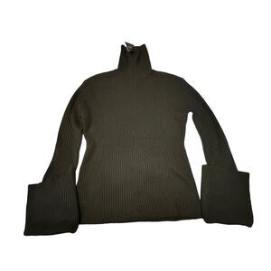 St John Sweater Women's Size M Black 100% Wool Black Oversized Cuff Cashwool NWT